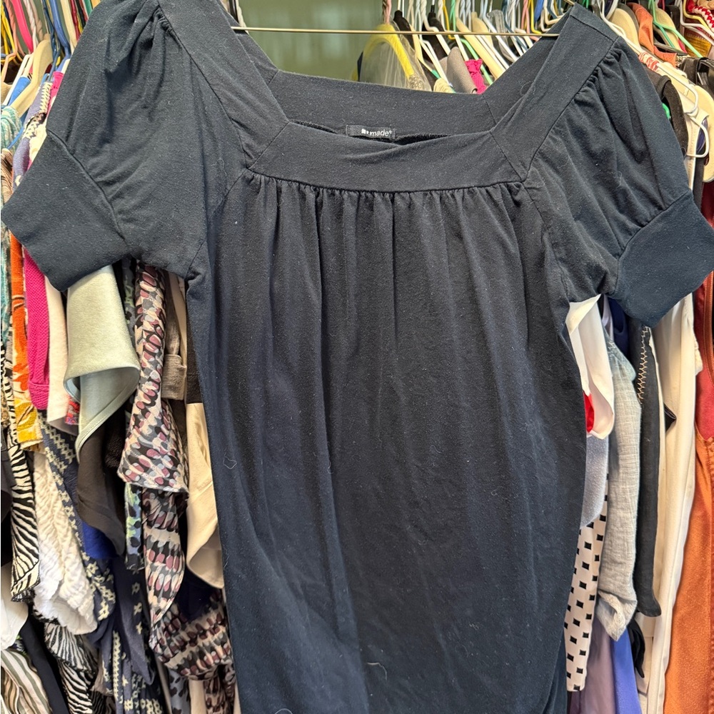 LA Made Dark Blue Square Neck Blouse